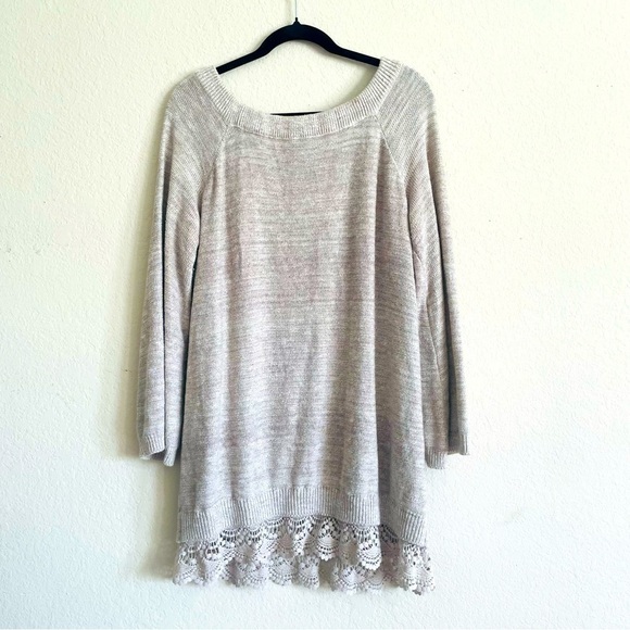Knox Rose woman's knit sweater size XXL lace hem tunic length fall winter chic - Picture 1 of 11